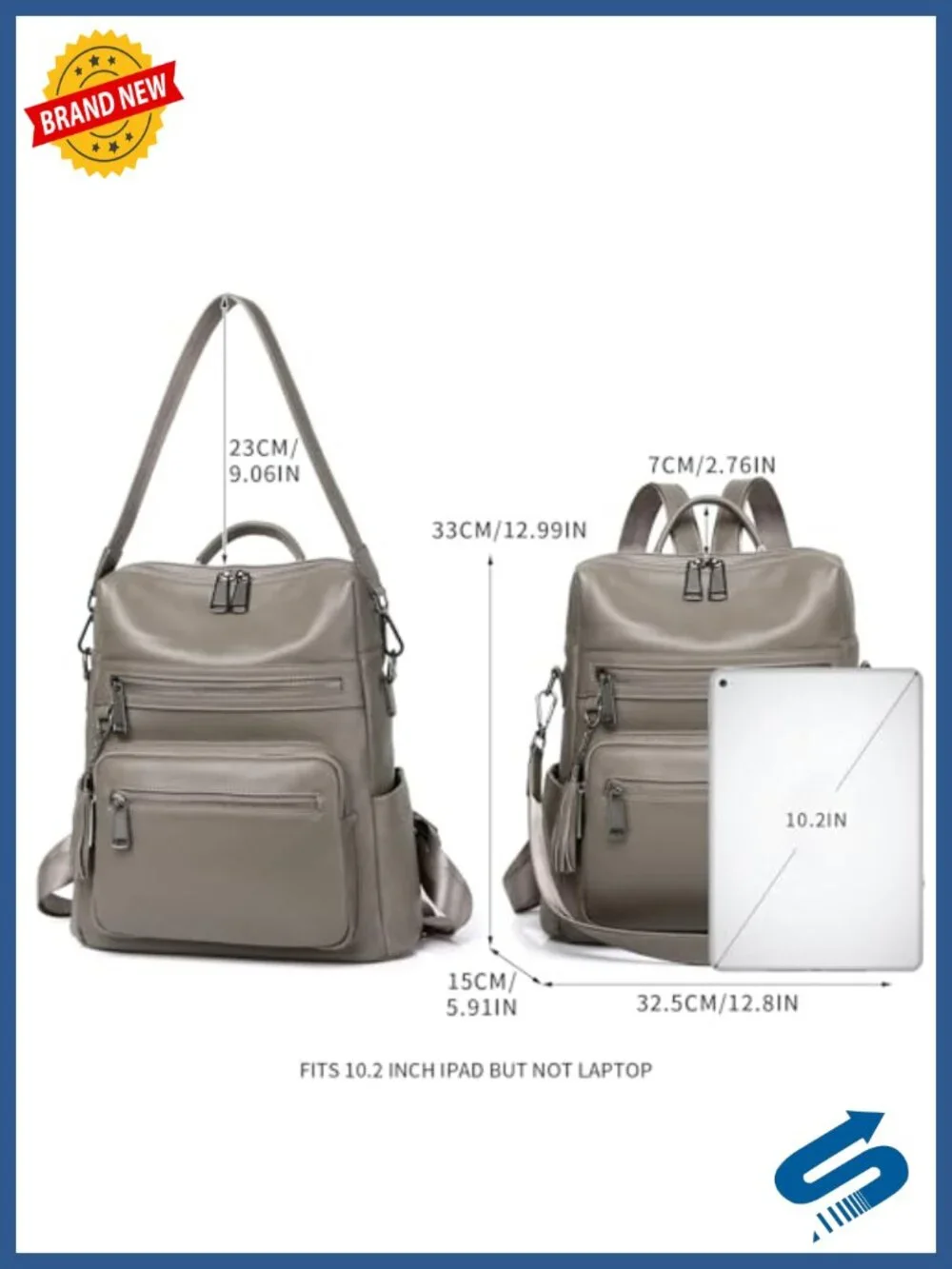 Genuine Leather Convertible Backpack Shoulder Bag Travel Daypack